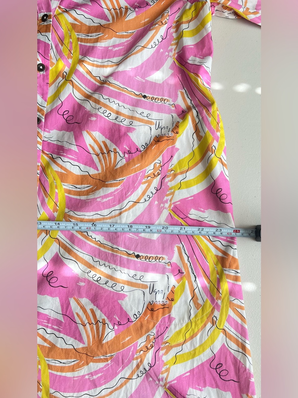 Vera for Anthropologie Confetti Midi Shirt Dress Pink Abstract Print S - Picture 10 of 15
